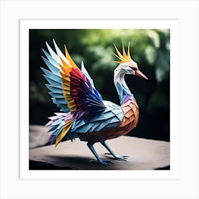 Origami majestic rainbow bird Art Print