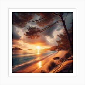 Sunset On A Beach Art Print