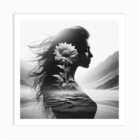 Silhouette of a beautiful woman 1 Art Print