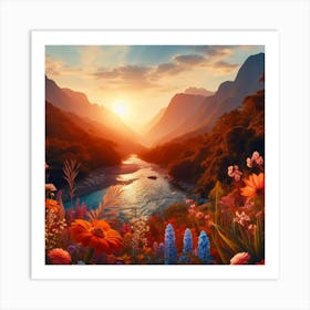 Sunset In The Mountains 1 Art Print