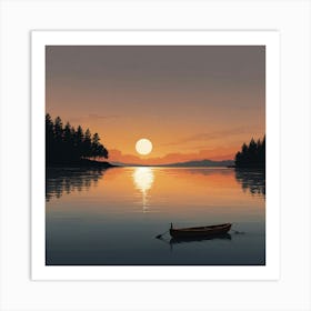 Sunset In A Boat Art Print