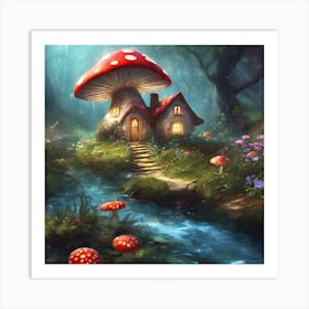 Toadstool House In the Enchanted Forest Art Print