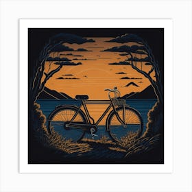 Bicycle At Sunset Art Print