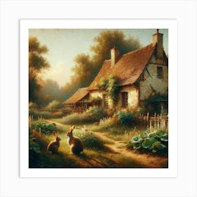 Rabbits In The Garden Art Print