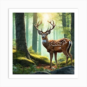 Deer In The Forest 148 Art Print