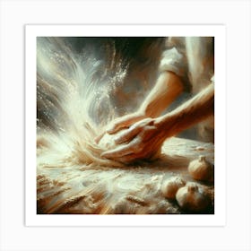 Baker Kneading Dough Art Print