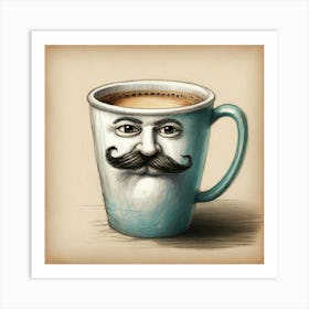 Coffee Cup With Mustache 6 Art Print