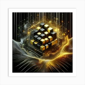 Cubes Of Gold 1 Art Print