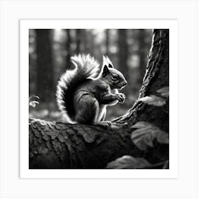 Black And White Squirrel 1 Art Print