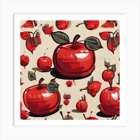 Red Apples Seamless Pattern Art Print