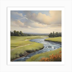 River Runs Through A Field Art Print