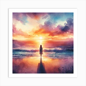 Sunset On The Beach Art Print Art Print