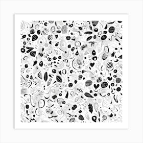 Black And White Doodles Art Print