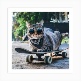 Cat On Skateboard 1 Art Print