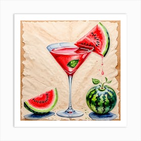 Watermelon Cocktail With  With a touch of Watermelon  Art Print