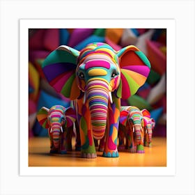 Maraclemente 3d Elephants Vibrant Colors 43 Chibi Style No Nega F23a9469 B937 46ae 955a 63524c9c315d Art Print