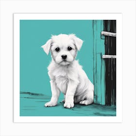Puppy In The Doorway Art Print