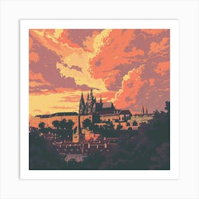 A Prague Castle Lofi Illustration 1720468189 4 Art Print