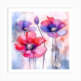 Watercolor Poppies Art Print