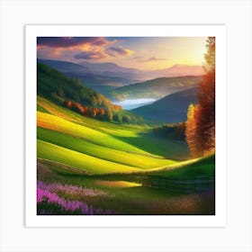 Sunset In The Countryside Art Print