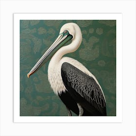 Ohara Koson Inspired Bird Painting Brown Pelican 5 Square Art Print