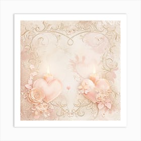 Heart Shaped Frame With Candles Art Print