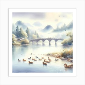 Ducks In The Water Art Print