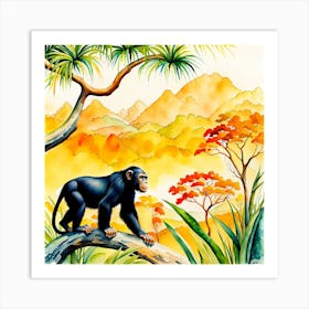 Chimpanzee painting print Art Print