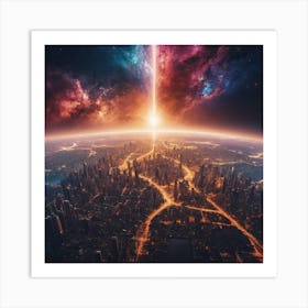 Space City Night View Art Print