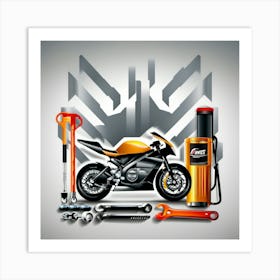 Motorcycle Repair Tools Art Print