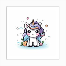 Unicorn With Flowers 3 Art Print