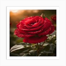 Red Rose At Sunset Art Print