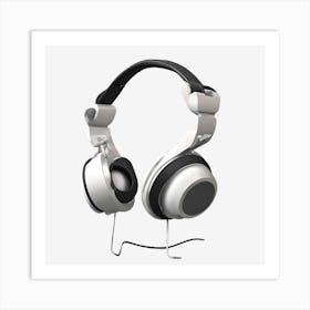 Headphones On A Black Background Art Print