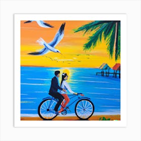 Couple On A Bicycle Art Print