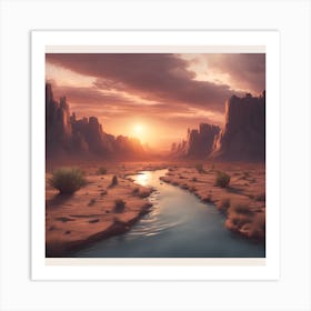 Sunset In The Desert Art Print