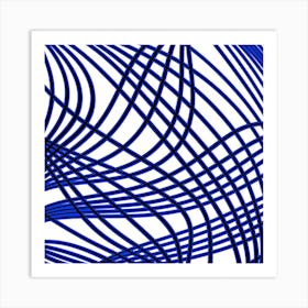 Abstract Blue Wavy Lines Art Print