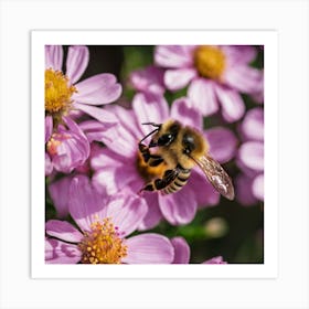 Bee On A Flower 9 Art Print