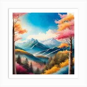 Autumn Trees In The Mountains Art Print