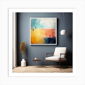 Mock Up Canvas Framed Art Gallery Wall Mounted Textured Print Abstract Landscape Portrait (22) Art Print