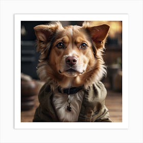 Dog In A Jacket 1 Art Print