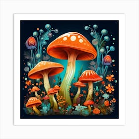 Mushrooms In The Forest 16 Art Print