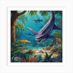 Default Aquarium With Coral Fishsome Shark Fishes View From Th 0 (4) Art Print