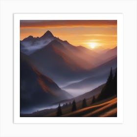 Sunrise In The Mountains Art Print