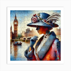Abstract Puzzle Art English lady in London 7 Art Print