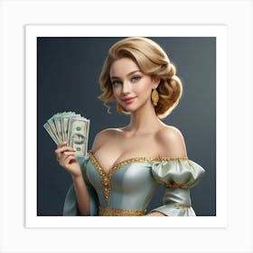 Woman Holding Money 23 Art Print