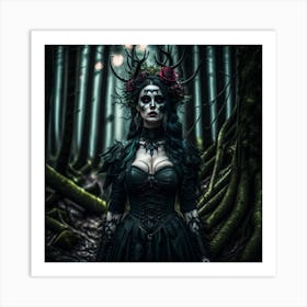 Gothic Woman In The Forest Art Print