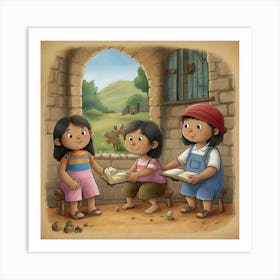 dibuja el cuento de los 3 chanchitos Art Print