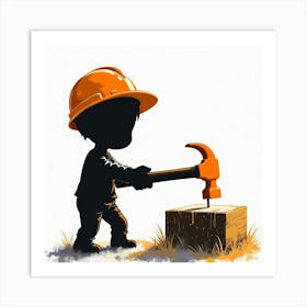 Construction Worker With A Hammer Art Print