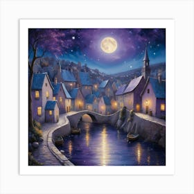 Night In The Town Paintings Art Print Art Print