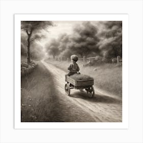 Boy In A Wagon 4 Art Print